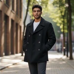 Merona Men's Charcoal Double-Breasted Peacoat